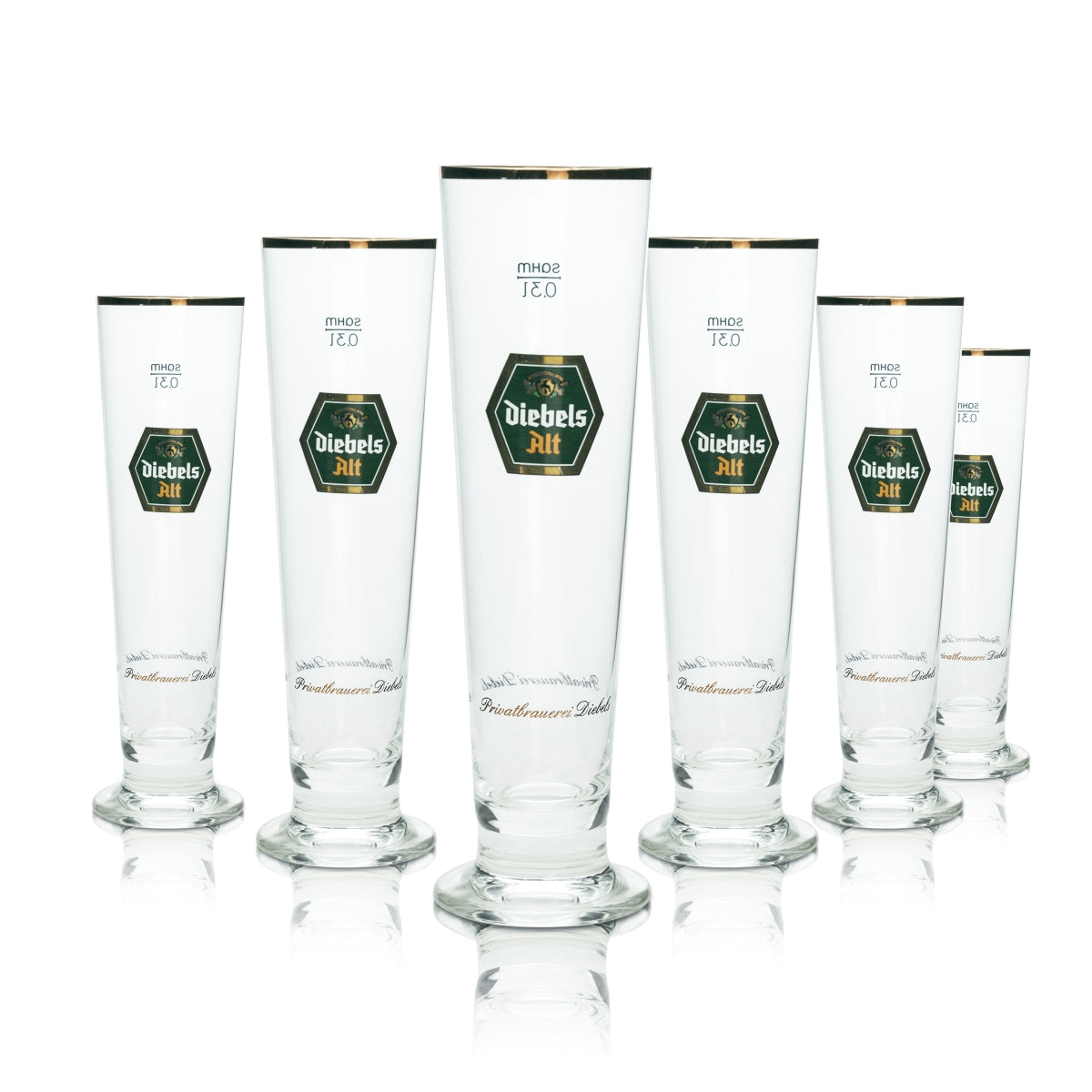 6x Diebels Alt Bier Glas 0,3l Pokal Sahm Pils Gläser Export Tulpe Kelch Becher