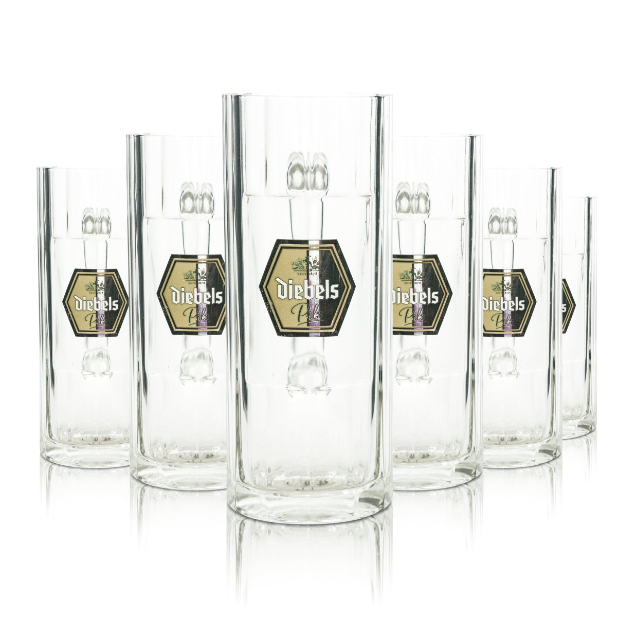 6x Diebels Bier Glas 0,5l Krug Relief Wallenstein Sahm Seidel Henkel Gläser Beer