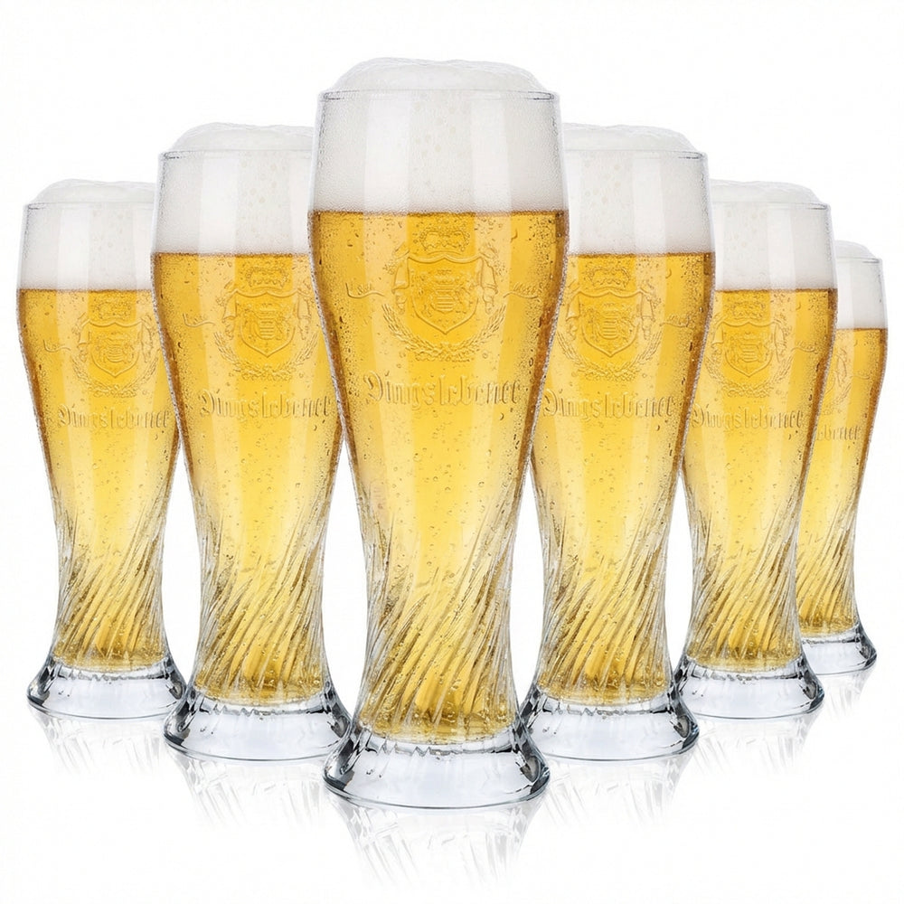 6x Dingslebener Bierglas Gläser Weißbierglas Biergläser 0,3l Relief Perlsee