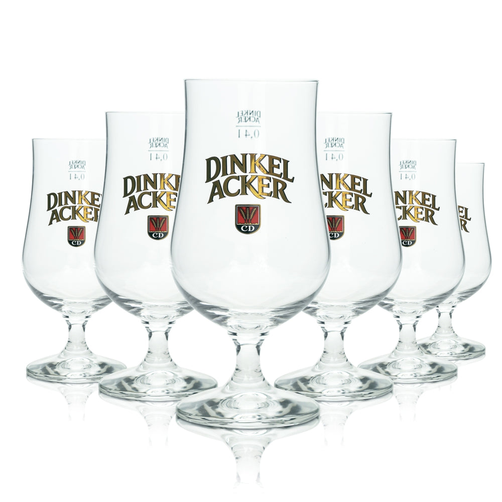 6x Dinkel Acker Bier Glas 0,4l Pokal Toscana Sahm Pils Gläser CD Tulpe Brauerei