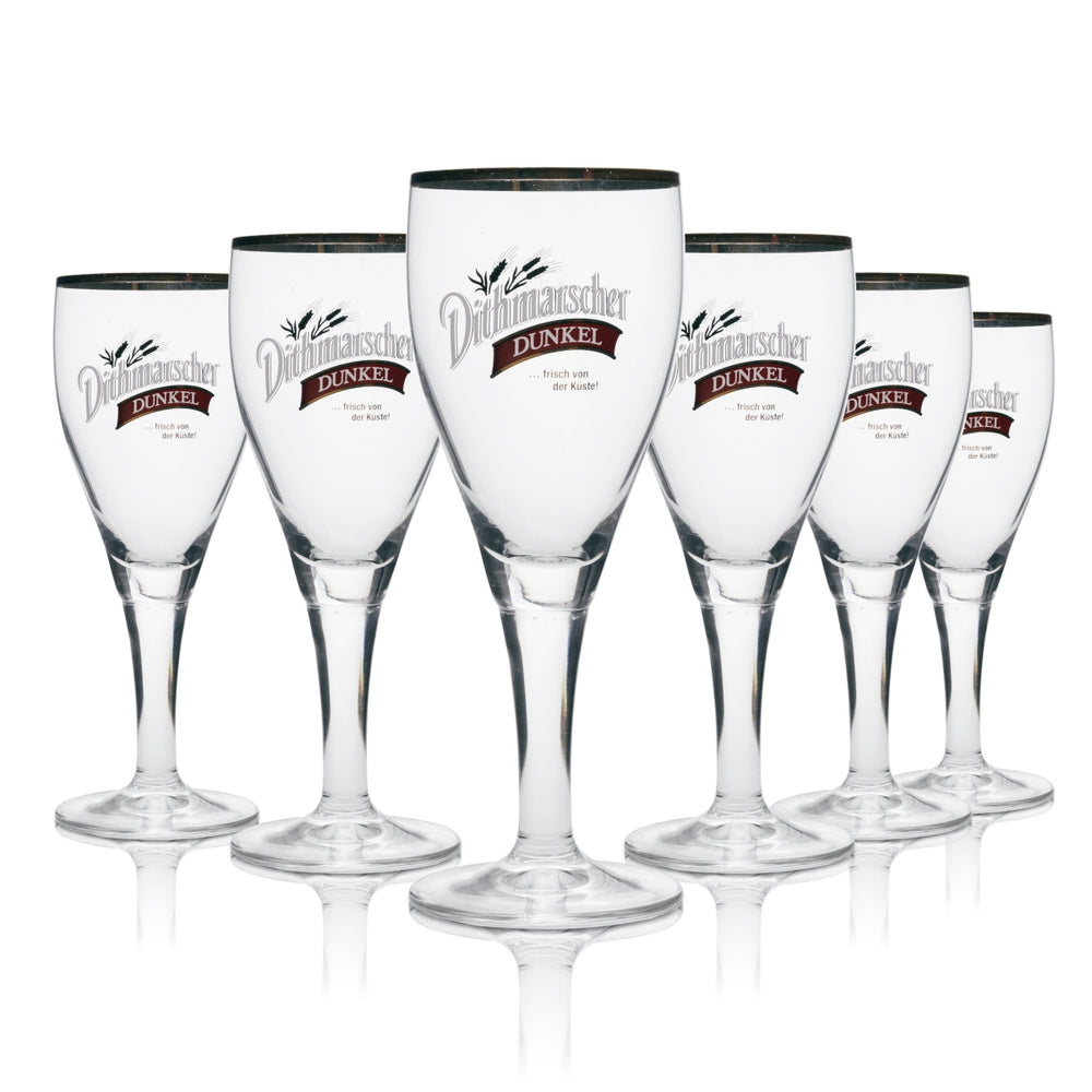 6x Dithmarscher Bier Glas 0,3l Dunkel Pokal Goldrand Ritzenhoff