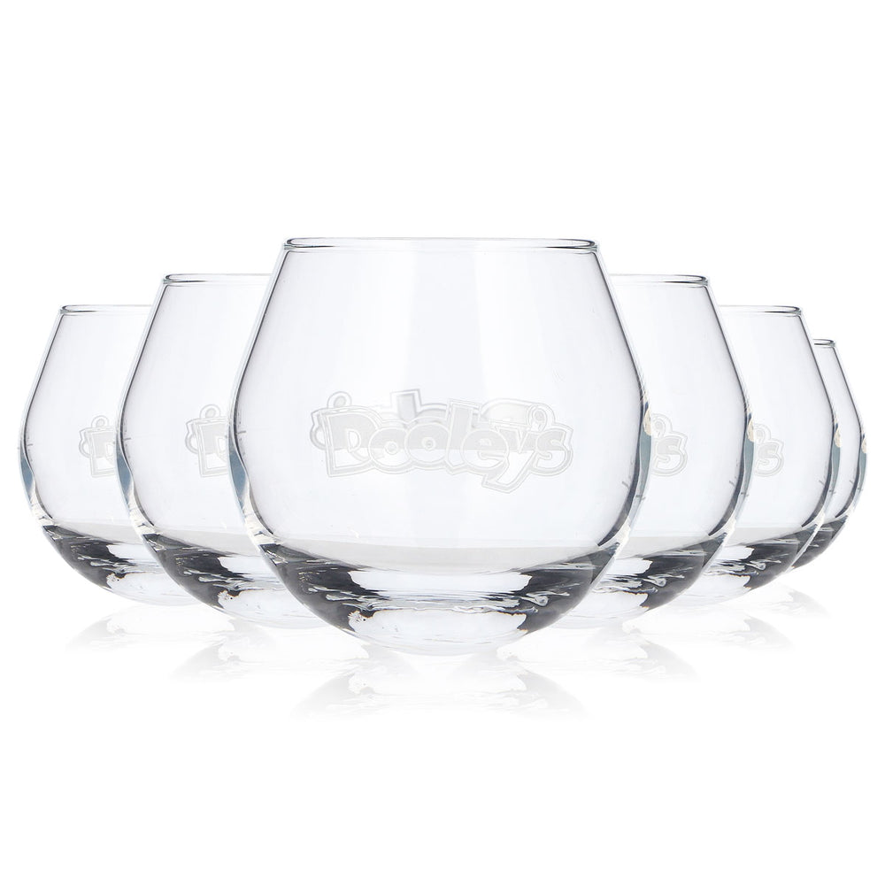 6x Dooley's Likör Glas Toffee Tipper weißes dickes Logo Wackel-Glas (6er Set)