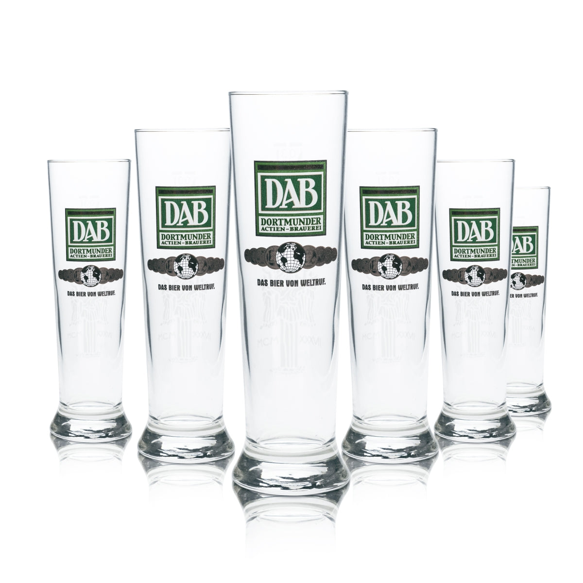 6x Dortmunder Aktien Brauerei Bier Glas 0,3l Altbierstange Pokal Pils Gläser DAB