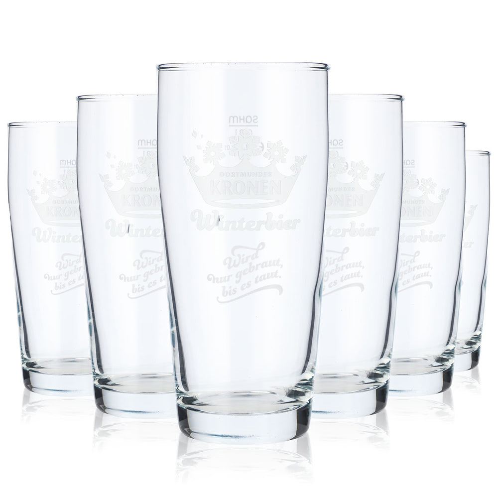 6x Dortmunder Kronen Bier Gläser Willibecher Glas 0,3l Edition Winterbier