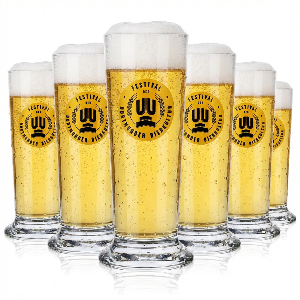 6x Dortmunder Union Bier Glas 0,1l Festivalglas Biergläser Tumbler Basic