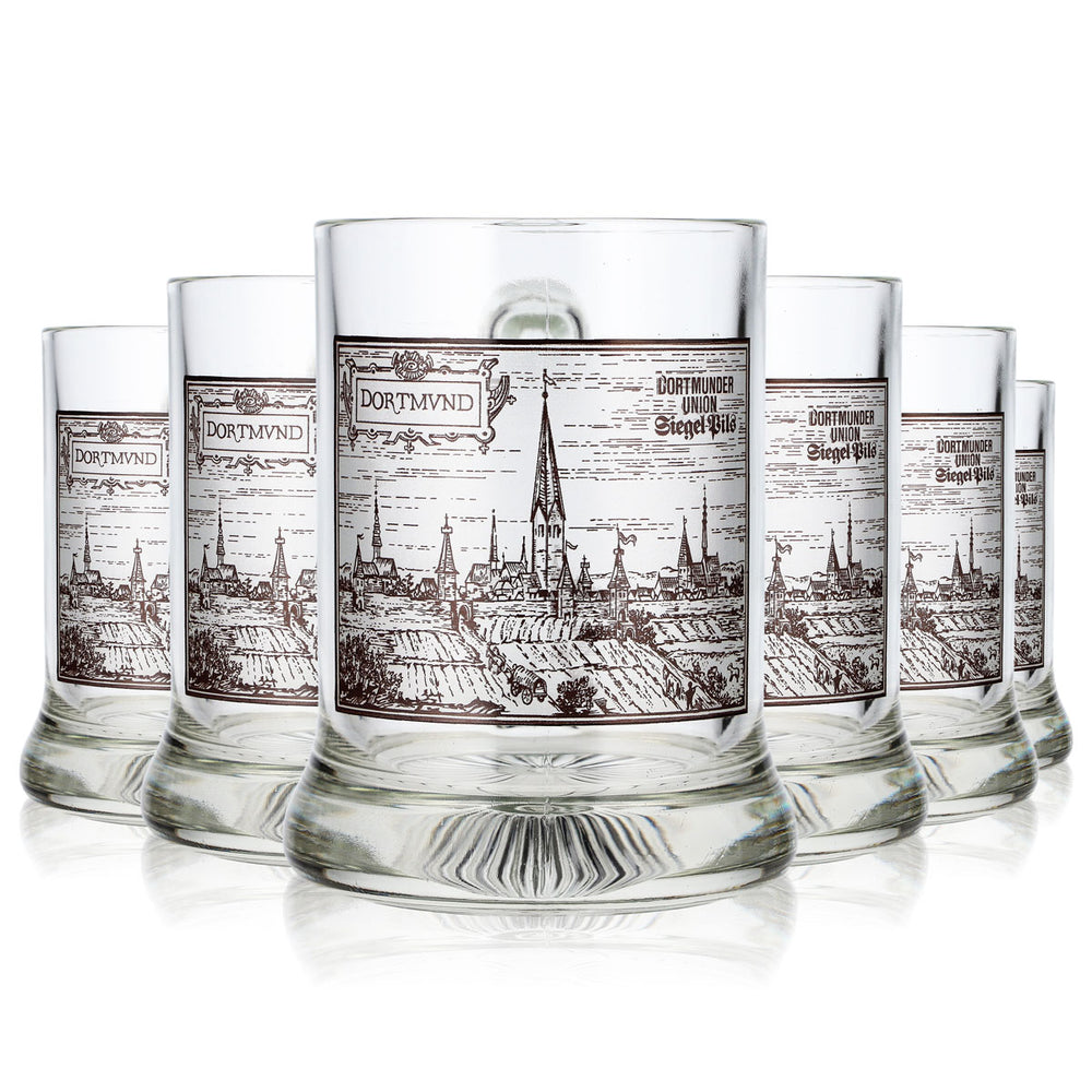 6x Dortmunder Union Bier Glas Bierkrug 0,28l Höhr Grenzhausen Seidel (6er Set)