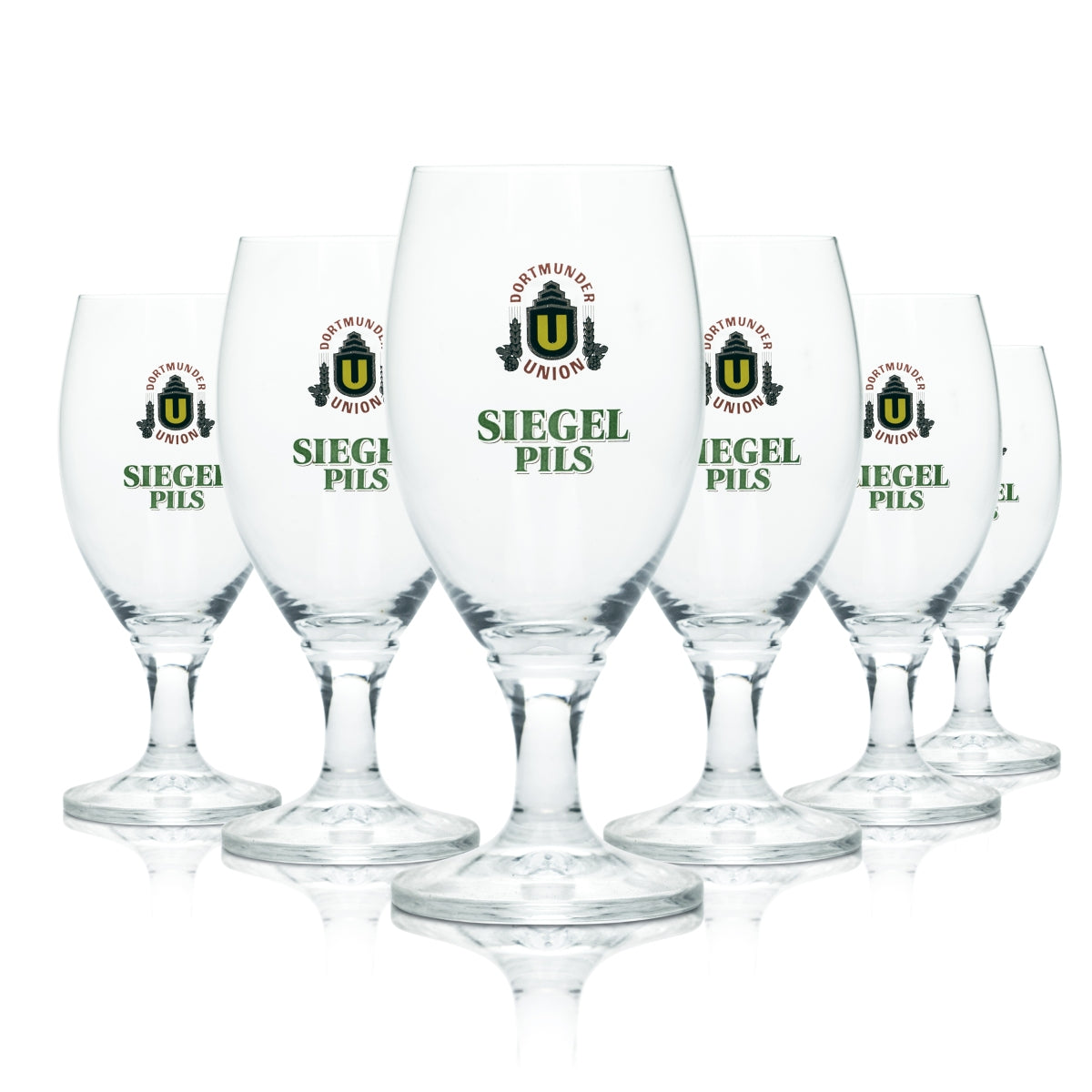 6x Dortmunder Union Glas 0,3l Bier Pokal Tulpe Siegel Pils Brauerei Gastro Eiche