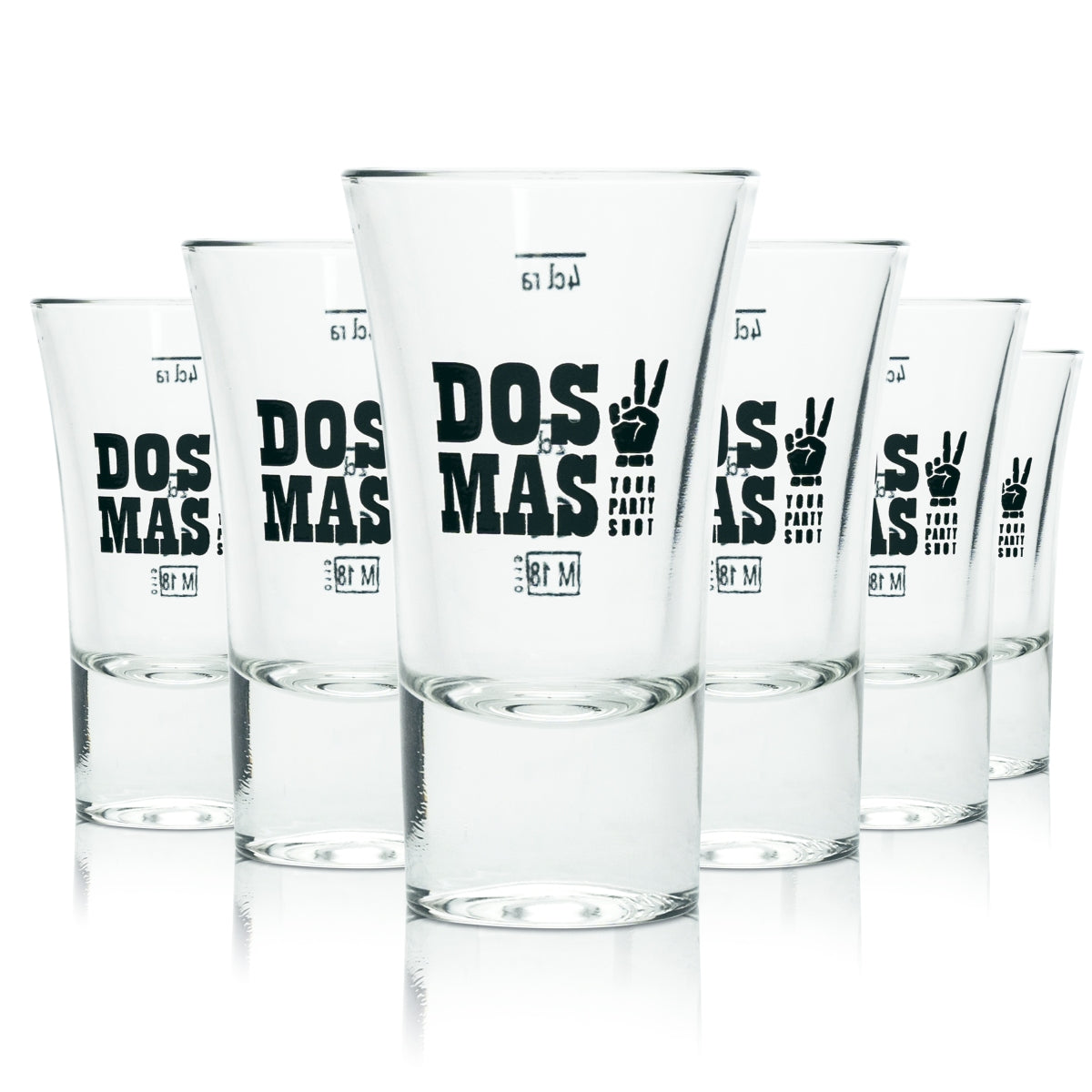6x Dos Mas Glas 4cl Shot Kurze Stamper Gläser Gastro Kneipe Bar Party Tequila