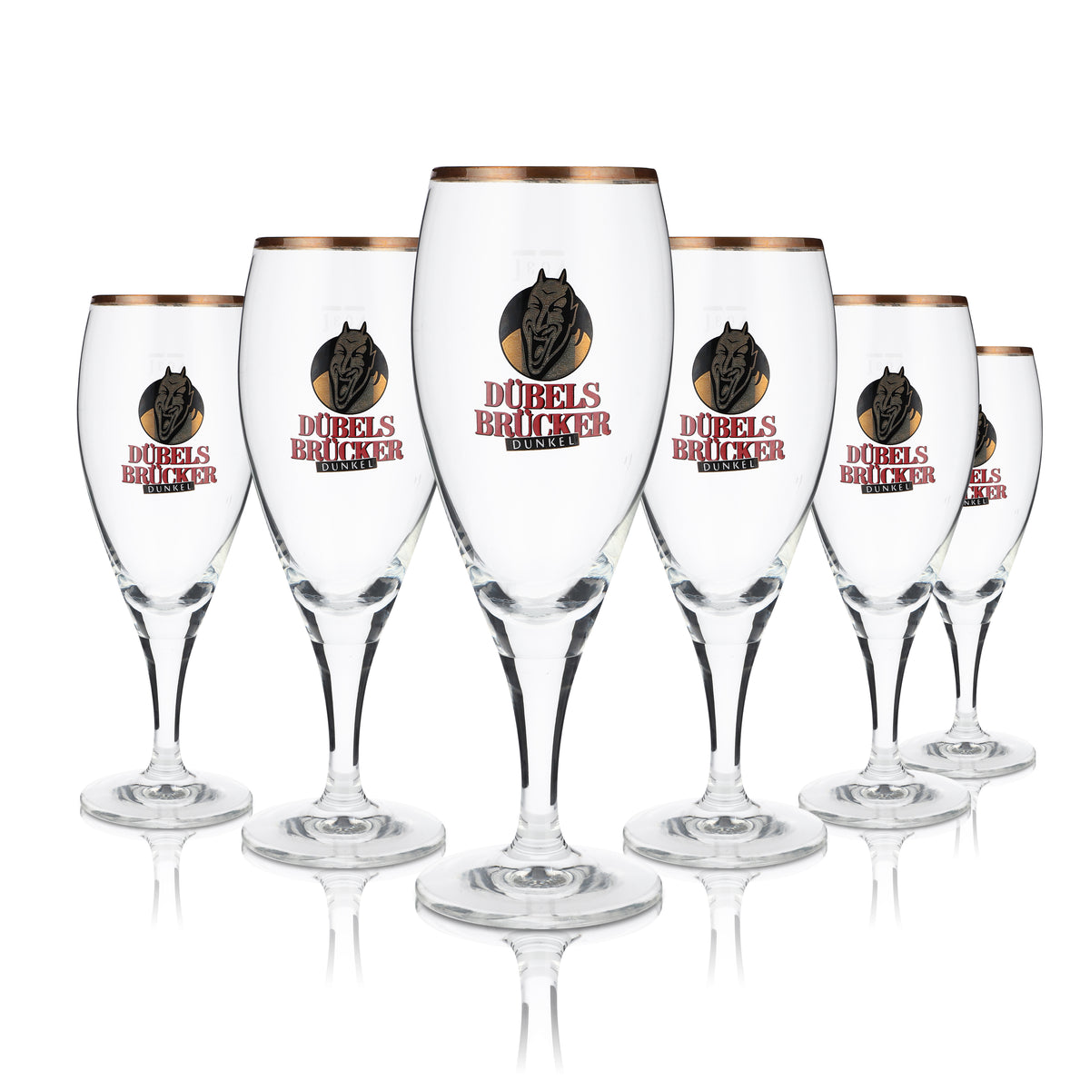 6x Dübelsbrücker Dunkel Bier Bierglas Gläser Pokalglas 0,3l Opal Goldrand – Ansicht 4