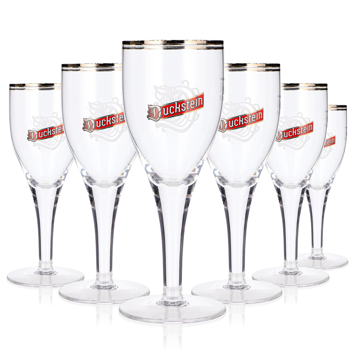 6x Duckstein Bier Glas 0,2l Tulpe Silberrand Sahm Rotes Logo Bierglas (6er Set)