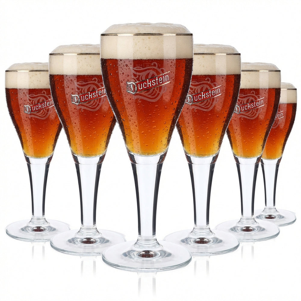 6x Duckstein Bier Glas Biergläser 0,25l Pokal Platinrand Harzer Logo groß