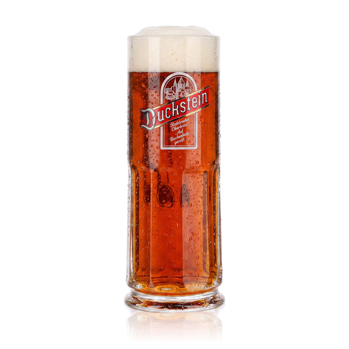 6x Duckstein Bier Glas Krug 0,3l rotes Logo mit weißem Rahmen Relief (6er Set) – Ansicht 2