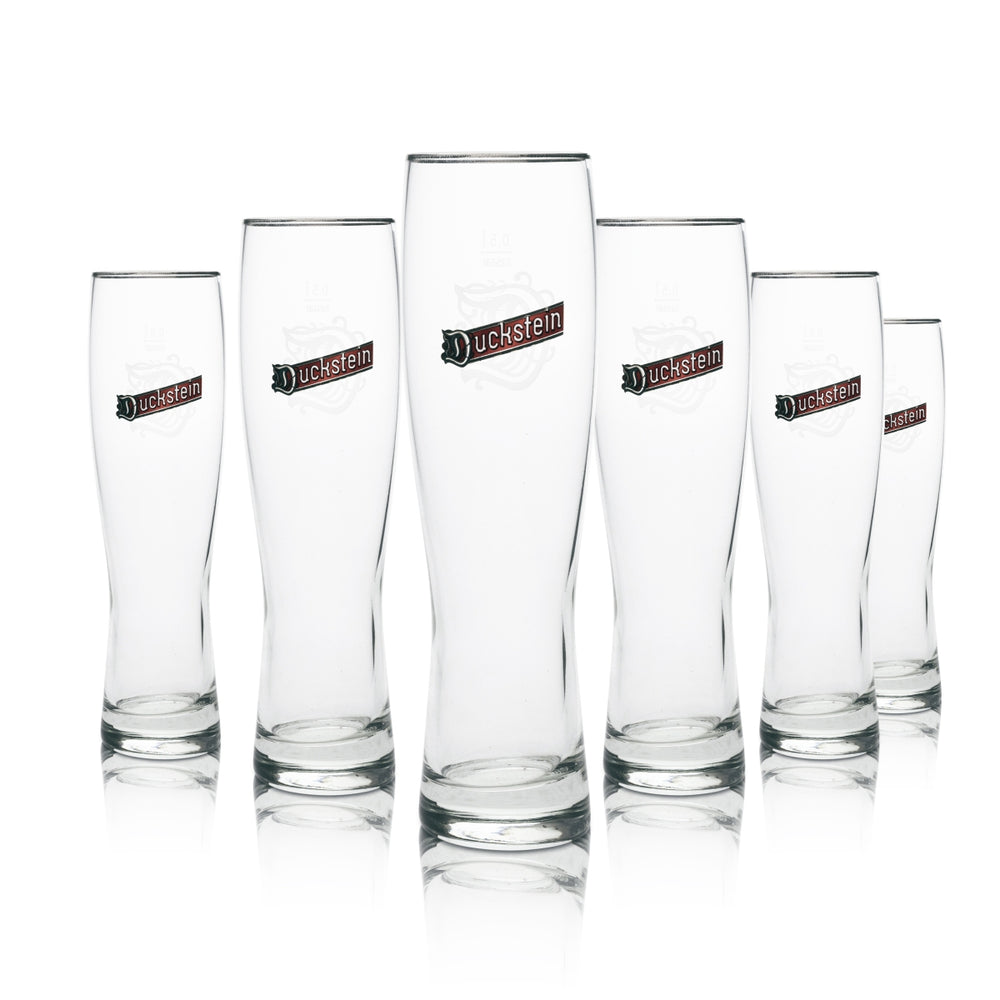 6x Duckstein Bier Glas Pilsener 0,5l Silberrand