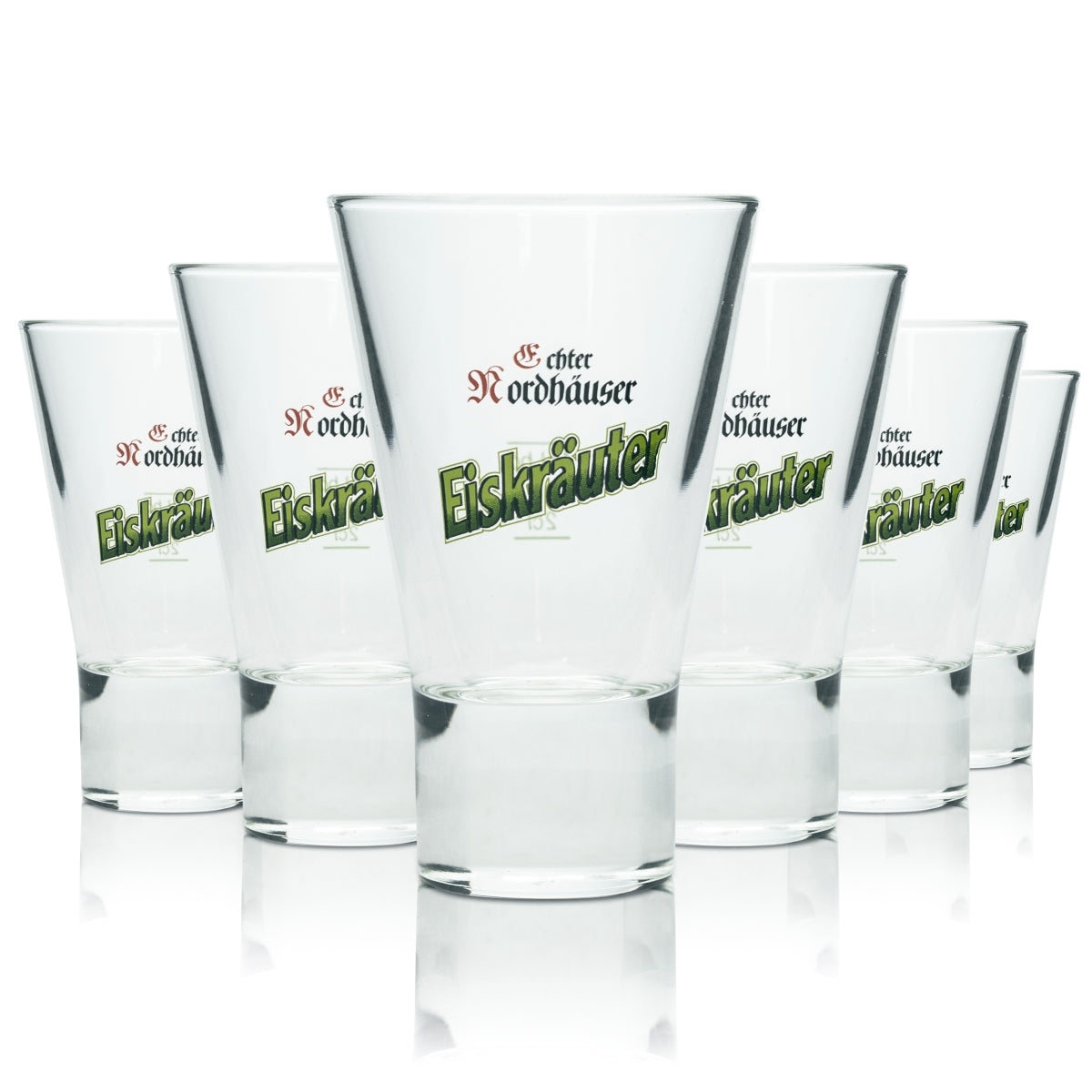 6x Echter Nordhäuser Korn Glas 4cl Eiskräuter Kurze Schnaps Gläser Stamper Shot