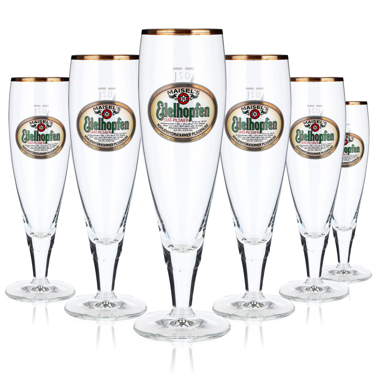6x Edelhopfen Bier Glas Biergläser 0,2l Pokalgläser Goldrand Sahm Alba – Ansicht 5