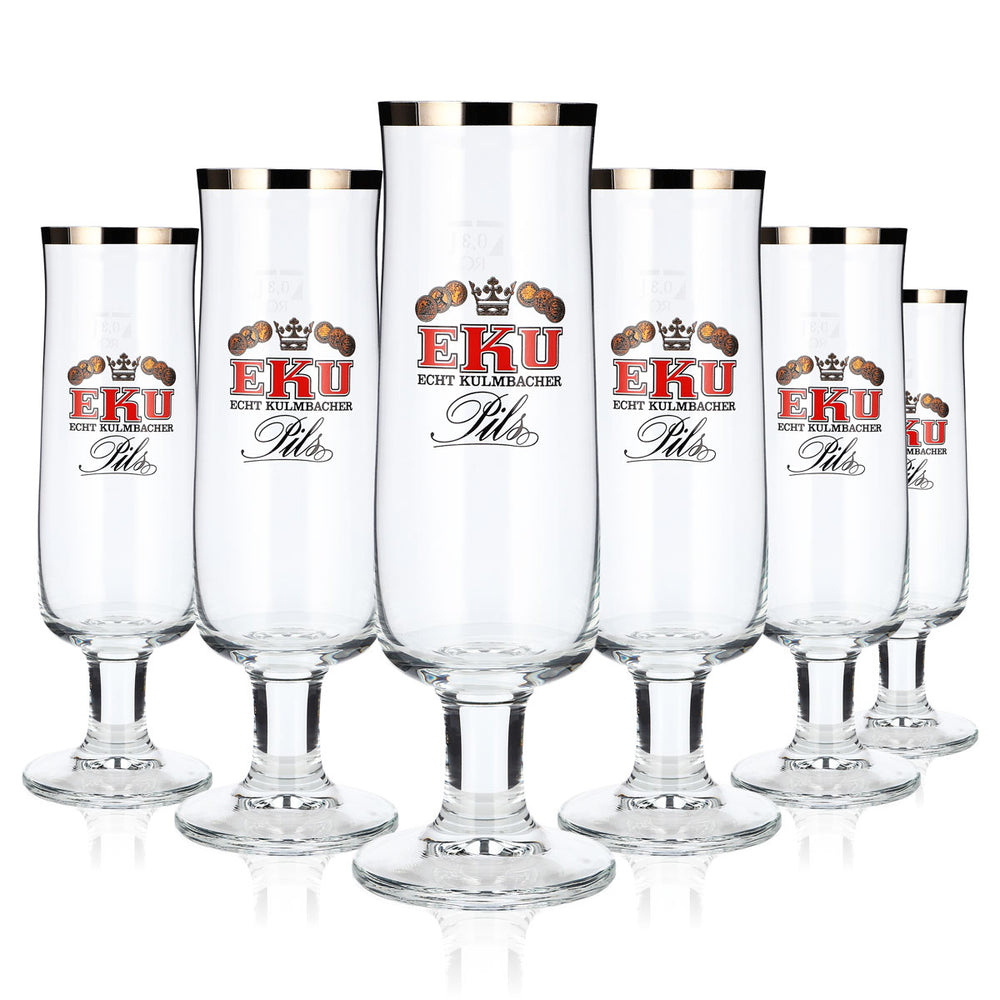 6x Eku Bier Glas 0,3l Pokal Platinrand RC (6er Set)