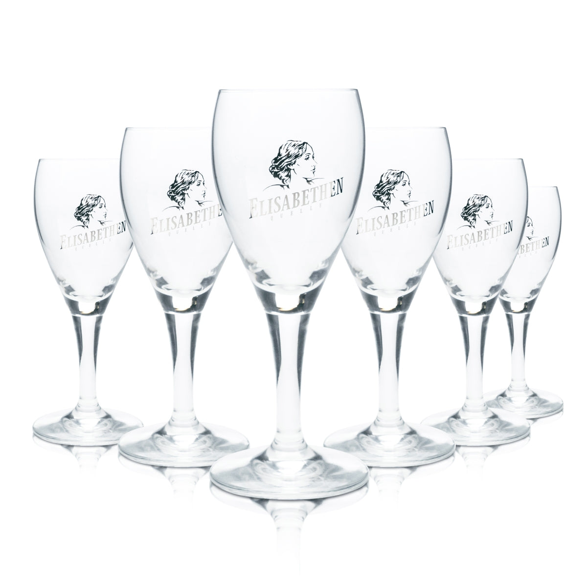 6x Elisabethen Quelle Mineralwasser Glas 0,15l Kelch Pokal Gläser Gastro Sprudel