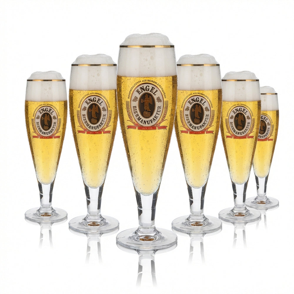 6x Engel Bierglas 0,3l Exclusiv Pokal Gläser Set Goldrand Brauerei Gastro