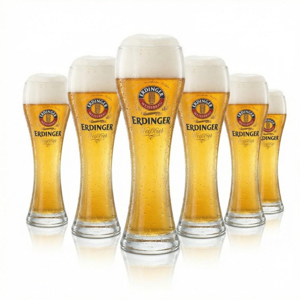6x Erdinger 0,5 l Weißbierglas – Exklusiv Weißbier Weizen Gläser Set mit Eichstrich
