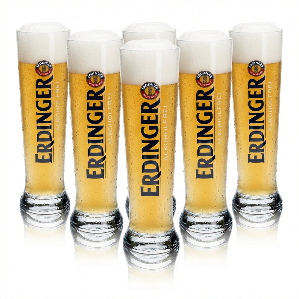 6x Erdinger Bier Glas 0,5l Weizen alkoholfrei Hefe Weißbier Gläser Tulpe Beer