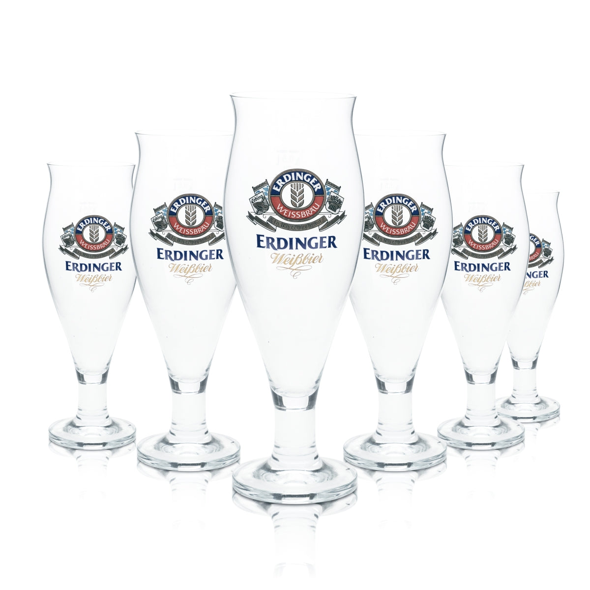 6x Erdinger Glas 0,5l Bier Tulpe Pokal Kelch Gläser Bayern Volksfest Gastro Bar
