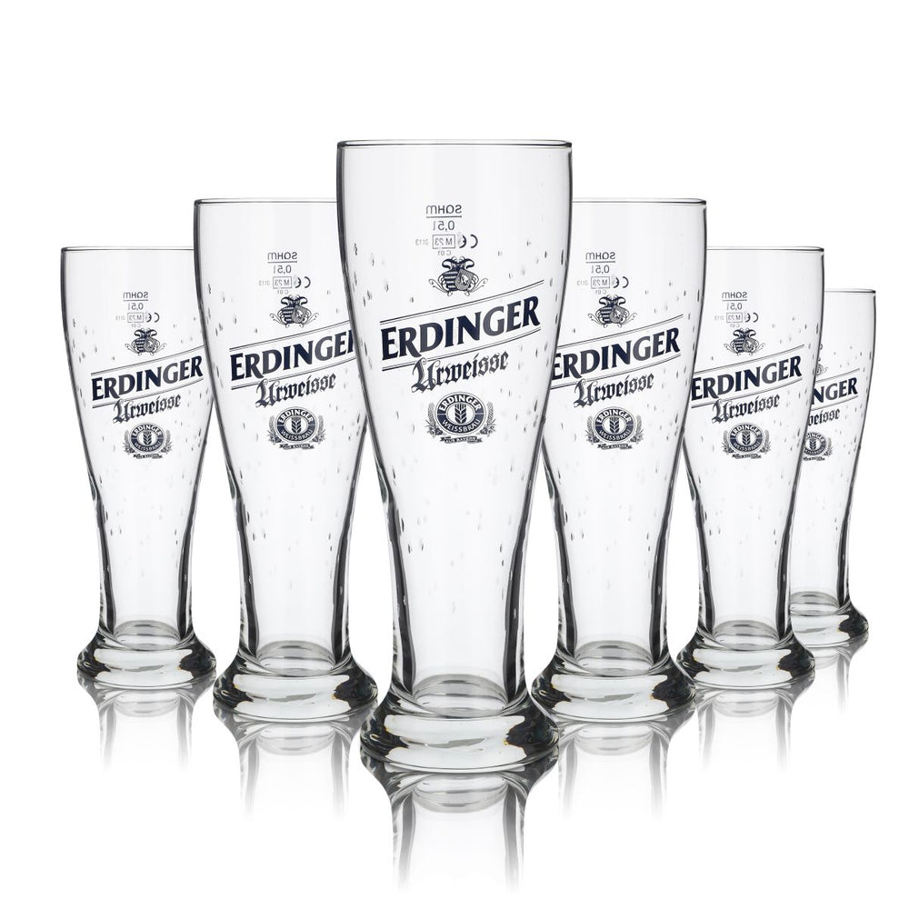 6x Erdinger Urweisse Glas 0,5l Weißbierglas Hefeweizen Gläser Tropfen-Design