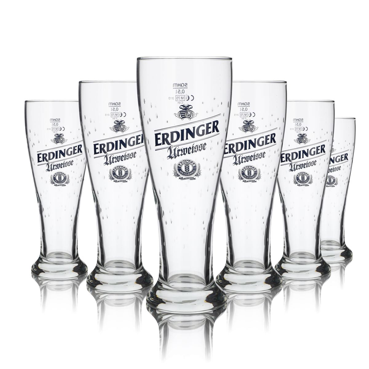 6x Erdinger Urweisse Glas 0,5l Weißbierglas Hefeweizen Gläser Tropfen-Design