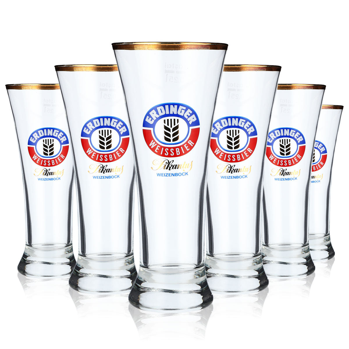 6x Erdinger Weissbräu Bier Glas Gläser 0,25l Becher Pikantus Goldrand VEBA – Ansicht 5
