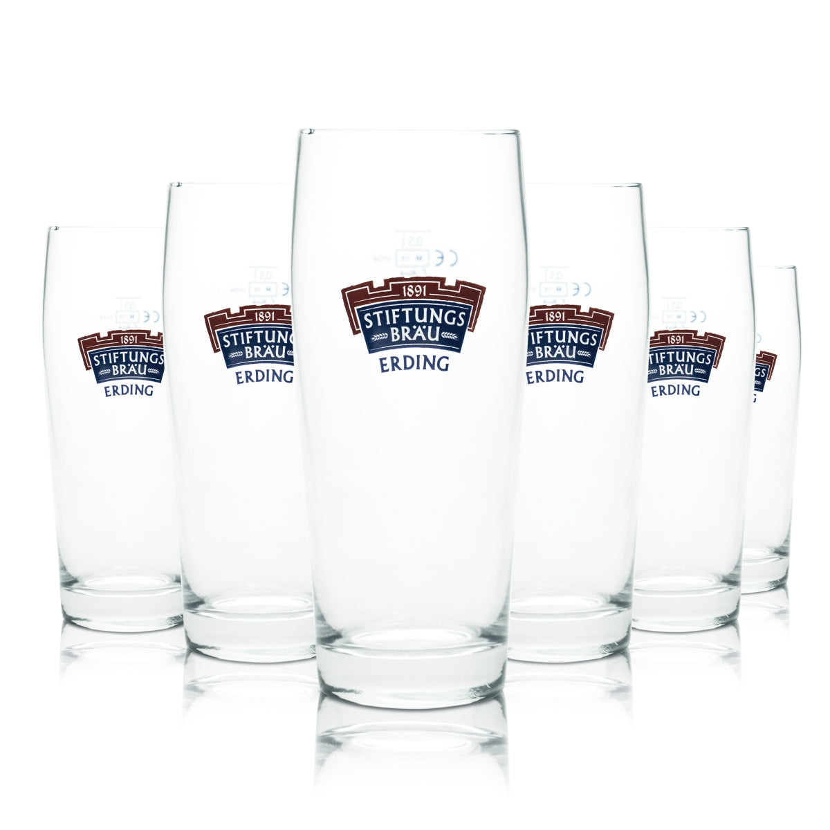 6x Erdinger Weissbräu Glas 0,5l Stiftungsbräu Bier Becher Gläser Brauerei Bayern