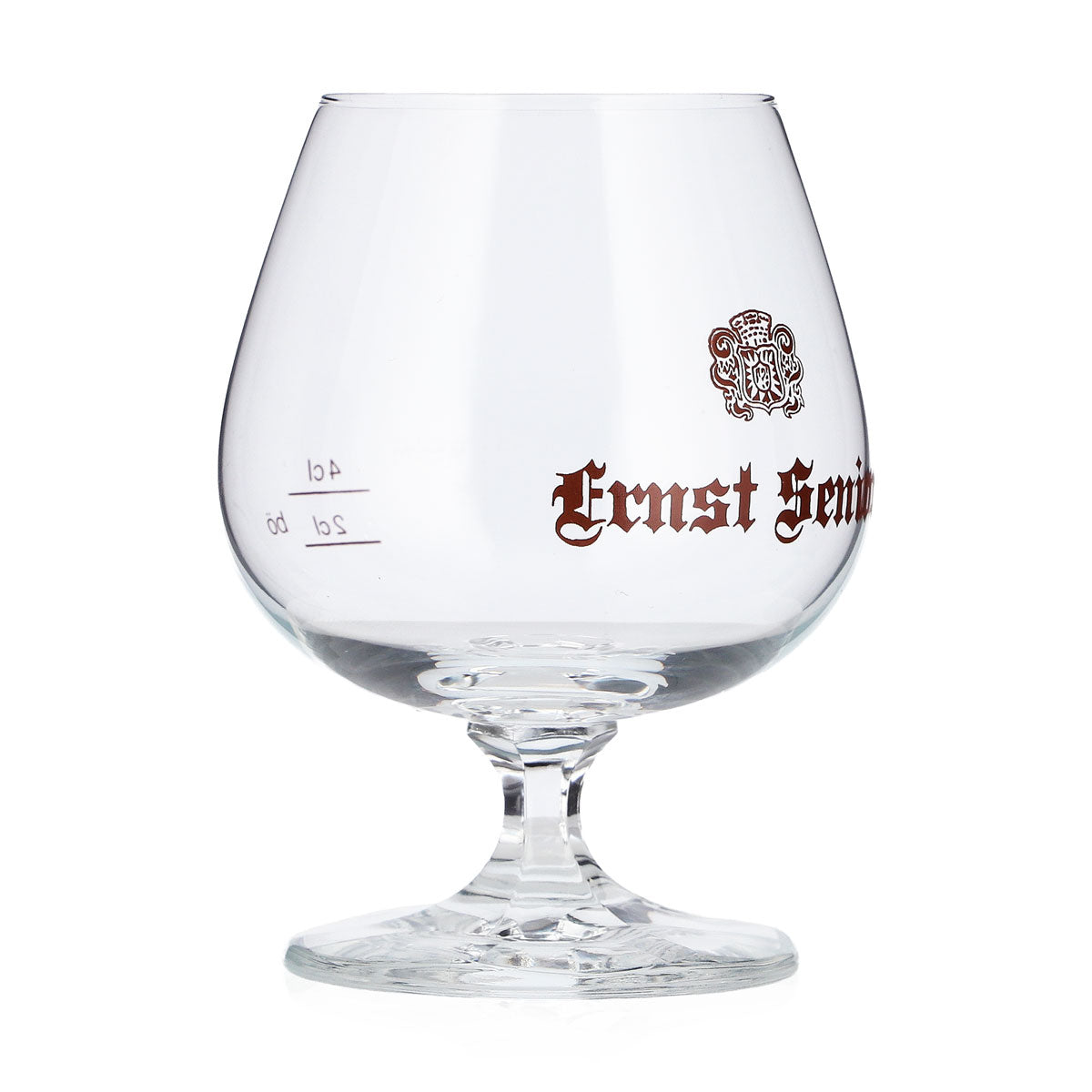 6x Ernst Senior Weinbrand Glas 2cl + 4cl Tulpe Braunes Logo Böckling – Ansicht 3