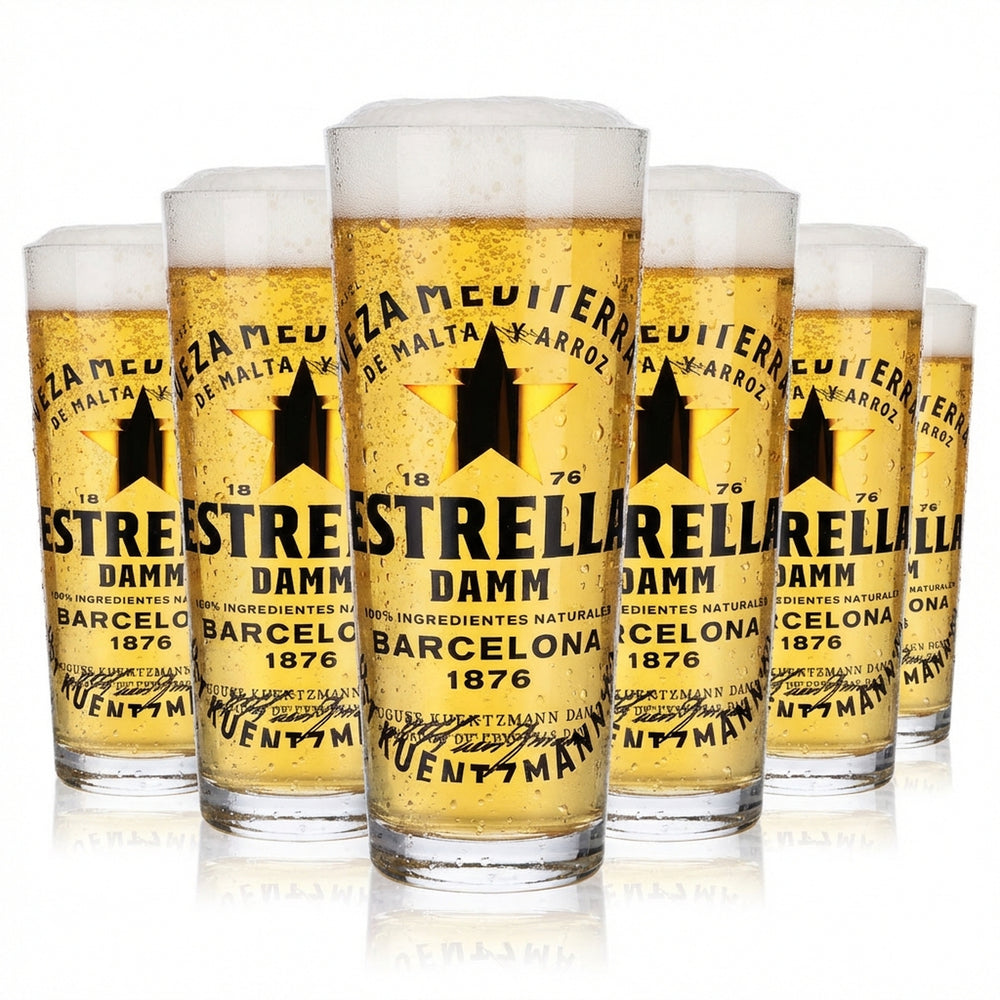 6x Estrella Damm Bier Glas 0,3l Biergläser Bierglas Becher Ritzenhoff