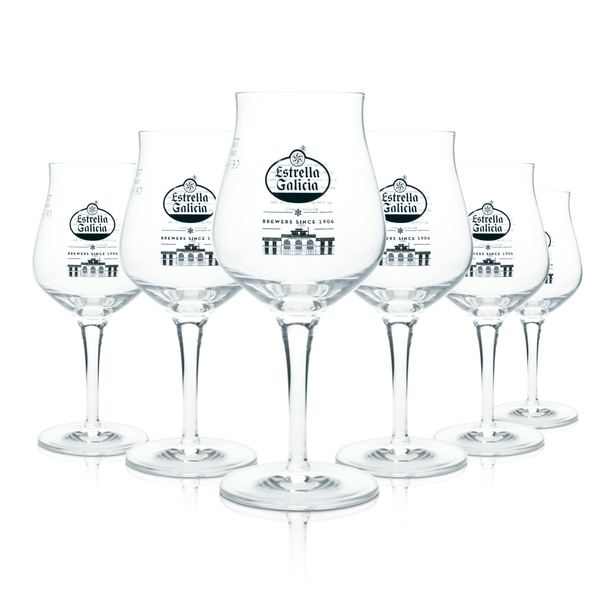 6x Estrella Galicia Bier Glas 2/3 Pint Sensorik Pokal Tulpe Gläser Lager Spanien Bar