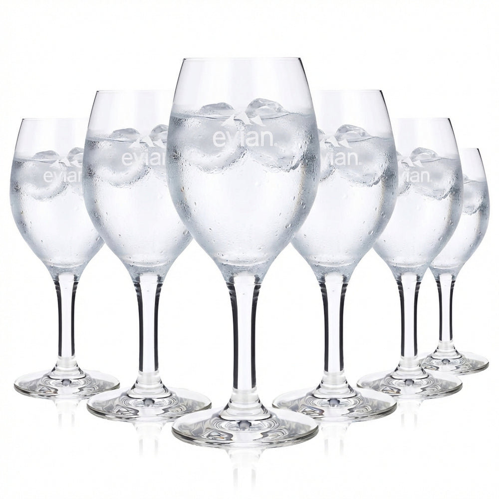 6x Evian Wasser Glas 0,23l Wassergläser Pokal Kelch