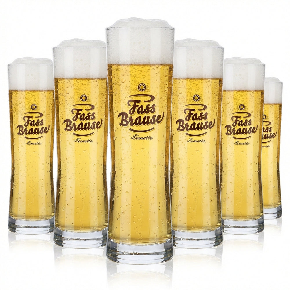 6x Fassbrause Glas 0,2l Gläser Becher/Stange "Limette" Rastal Fresh