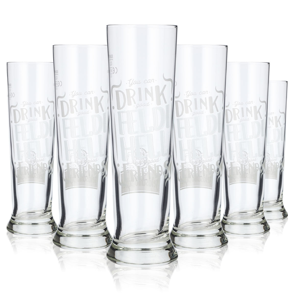 6x Feldschlößchen Bier Glas Biergläser 0,2l Pokal Tulpe Becher Friends Sahm – Ansicht 6
