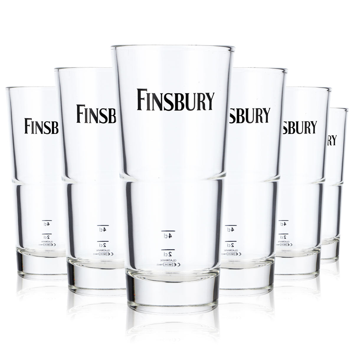 6x Finsbury Gin Gläser Ginglas 0,35l Becher Logo schwarz wagerecht – Ansicht 5