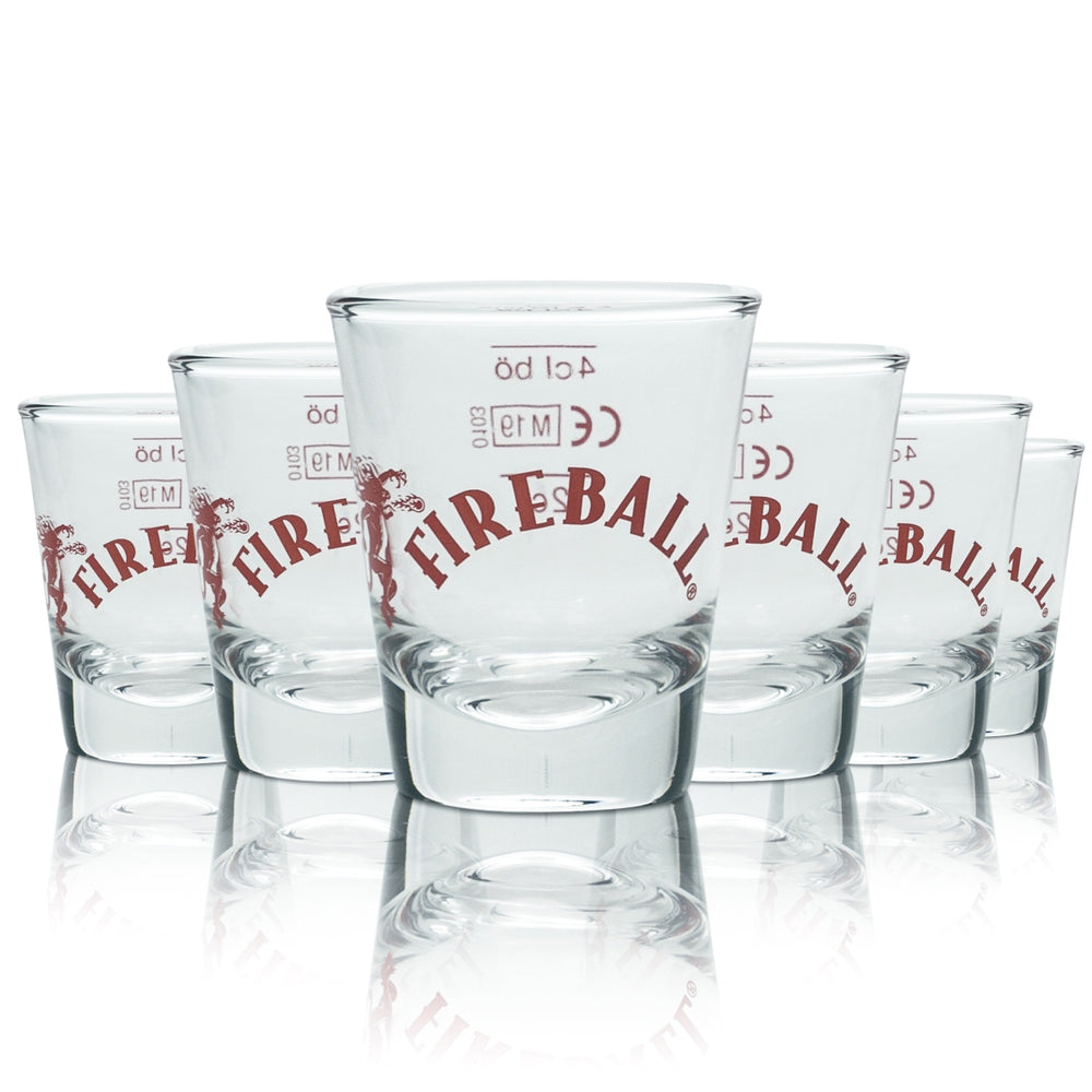 6x Fireball Whisky Glas 2cl 4cl Shot Schnaps Gläser Stamper Kurze Zimt Pinnchen