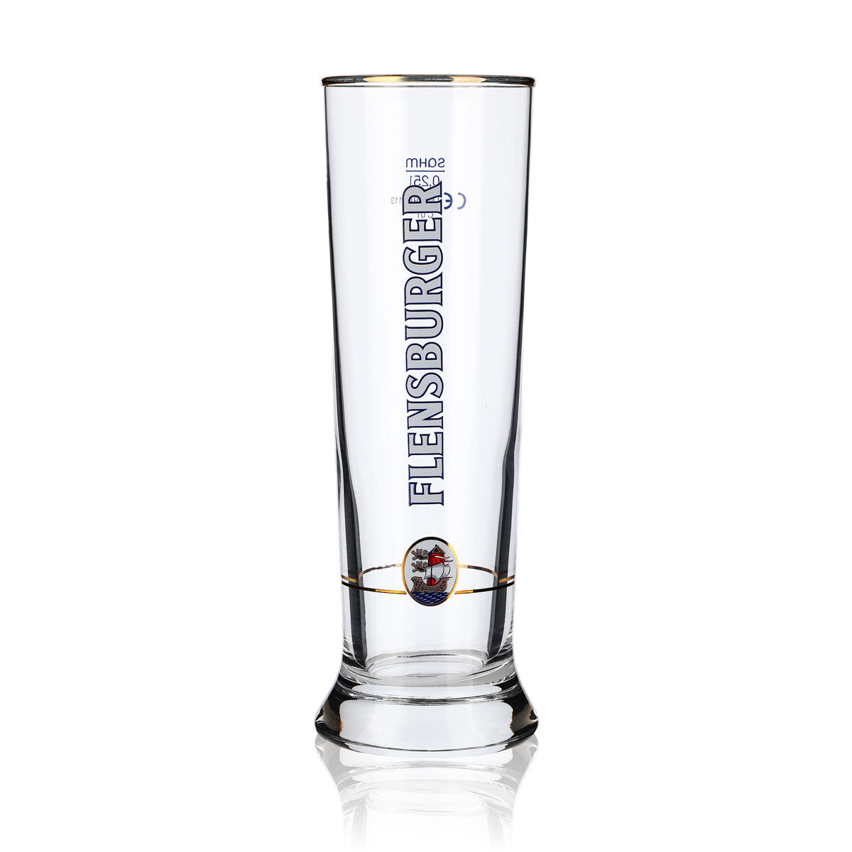 6x Flensburger Bier Glas 0,25l Becher Biergläser Pokal Goldrand Sahm Vancouver – Ansicht 2