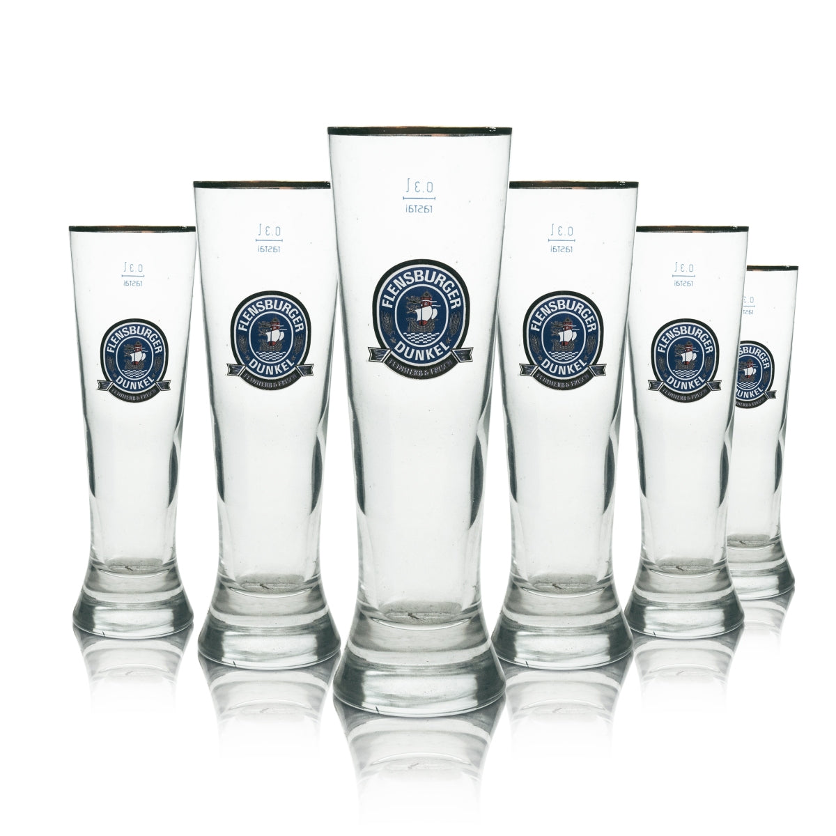 6x Flensburger Bier Glas Tulpe 0,3l Dunkel Feinherb & Frisch Rastal