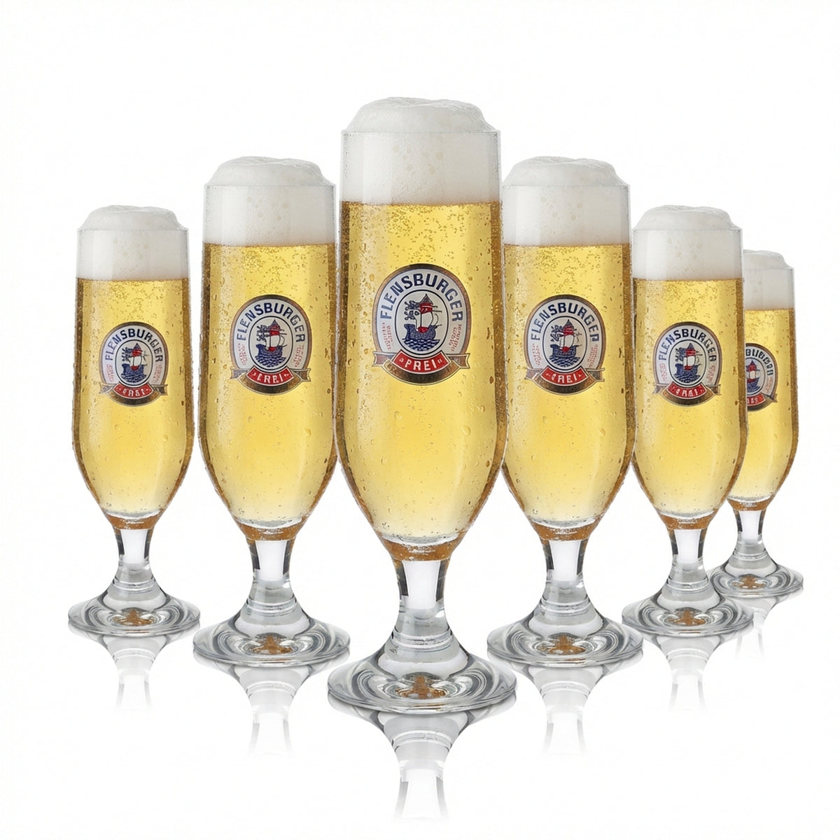 6x Flensburger Glas 0,25l Pils Bierglas Pokal Goldrand Alkoholfrei Gläser Set