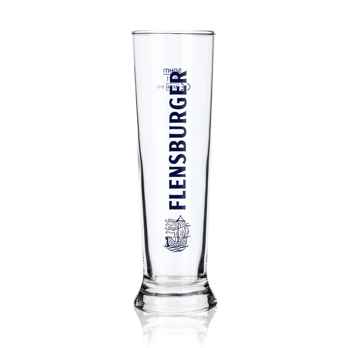 6x Flensburger Glas 0,2l Bier Becher blauer Schriftzug Sahm Vancouver – Ansicht 2