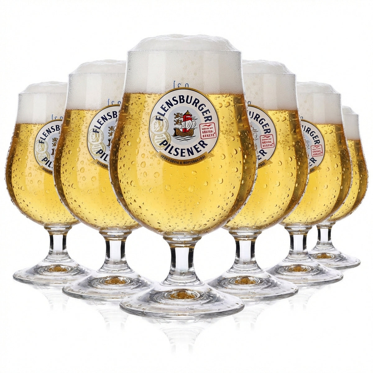 6x Flensburger Glas 0,3l Bier Schwenker Gläser Kugelglas "Lüttich 2024"
