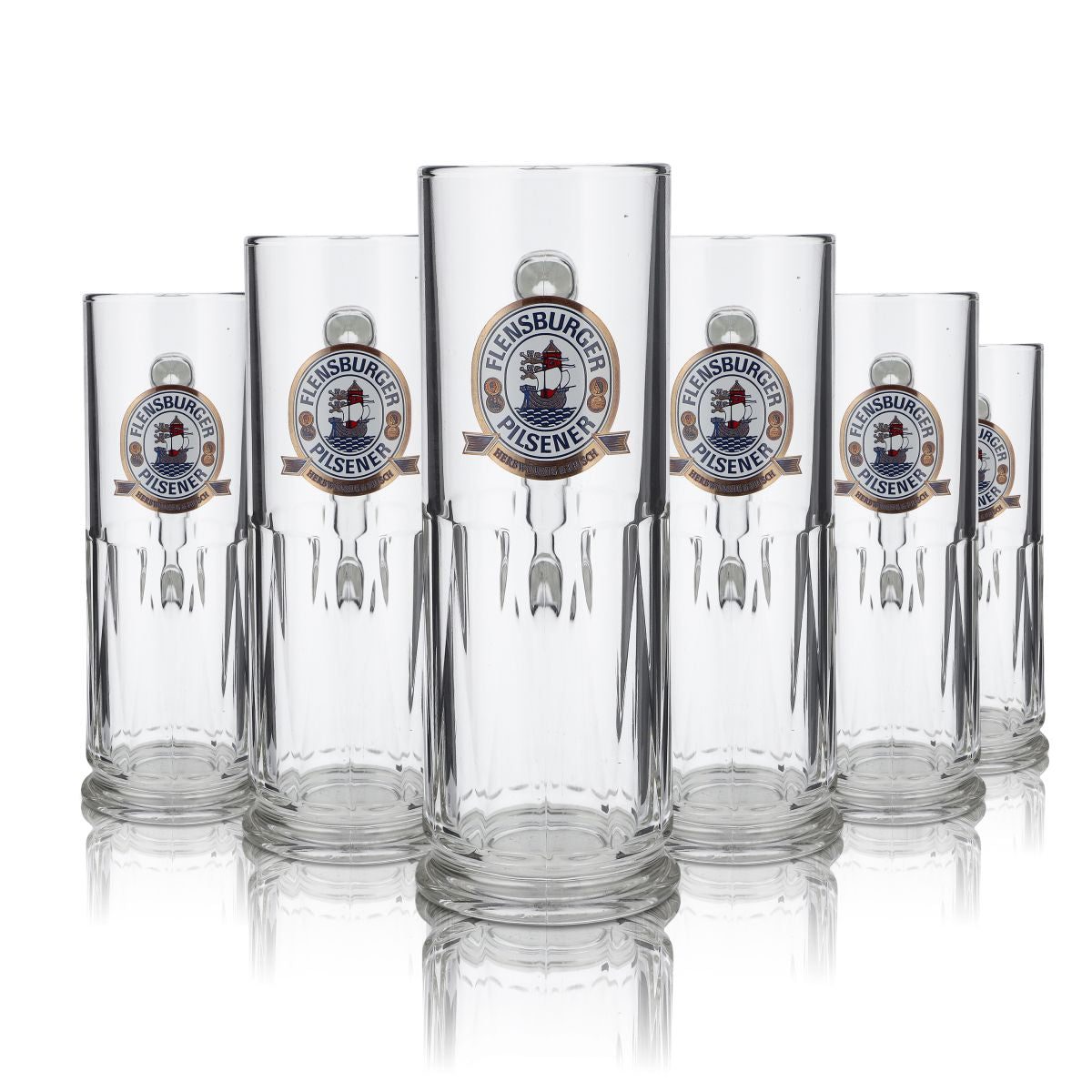 6x Flensburger Glas Bierkrug Bierseidel Biergläser Leopold Seidel - 0,4