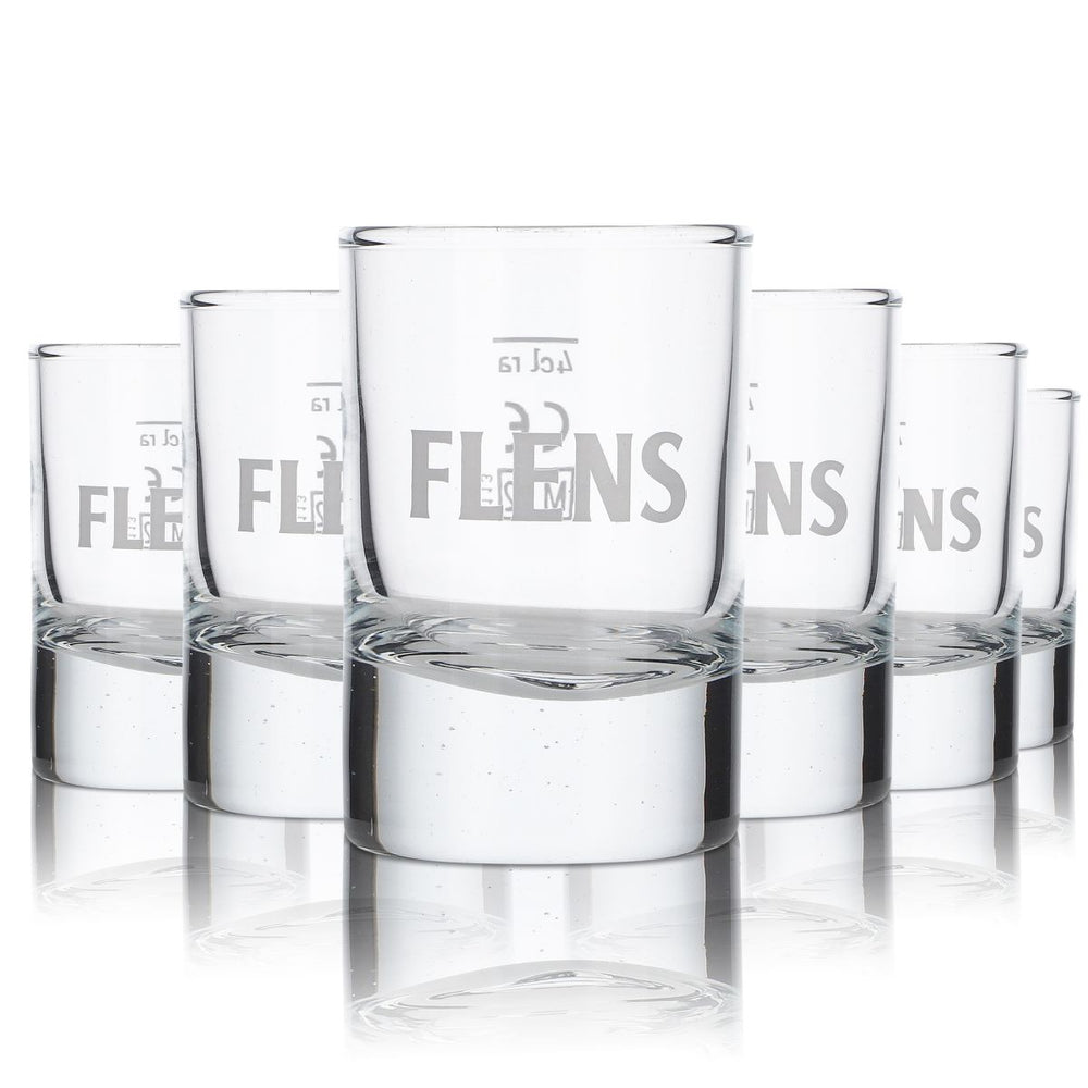 6x Flensburger Pilsener Mini Glas Set / Gläser Shotglas FLENS / NORDLICHT