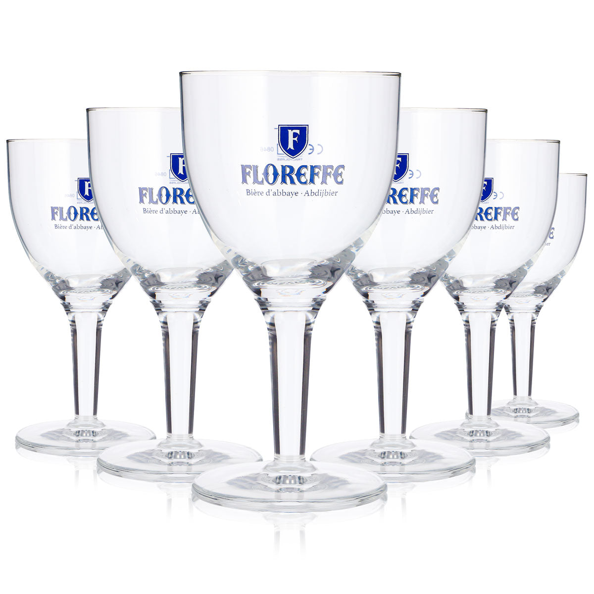 6x Floreffe Bier Glas 0,25l Pokal Blaues Logo Biere d`abbaye (6er Set)