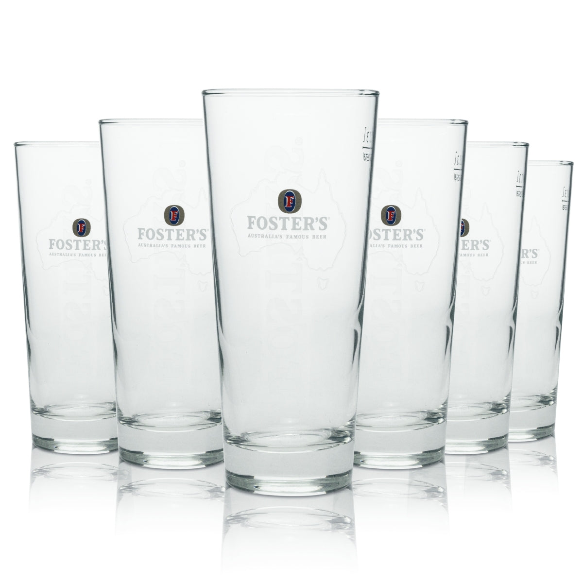 6x Fosters Bier Glas Longdrink "Landkarte" 300ml rastal