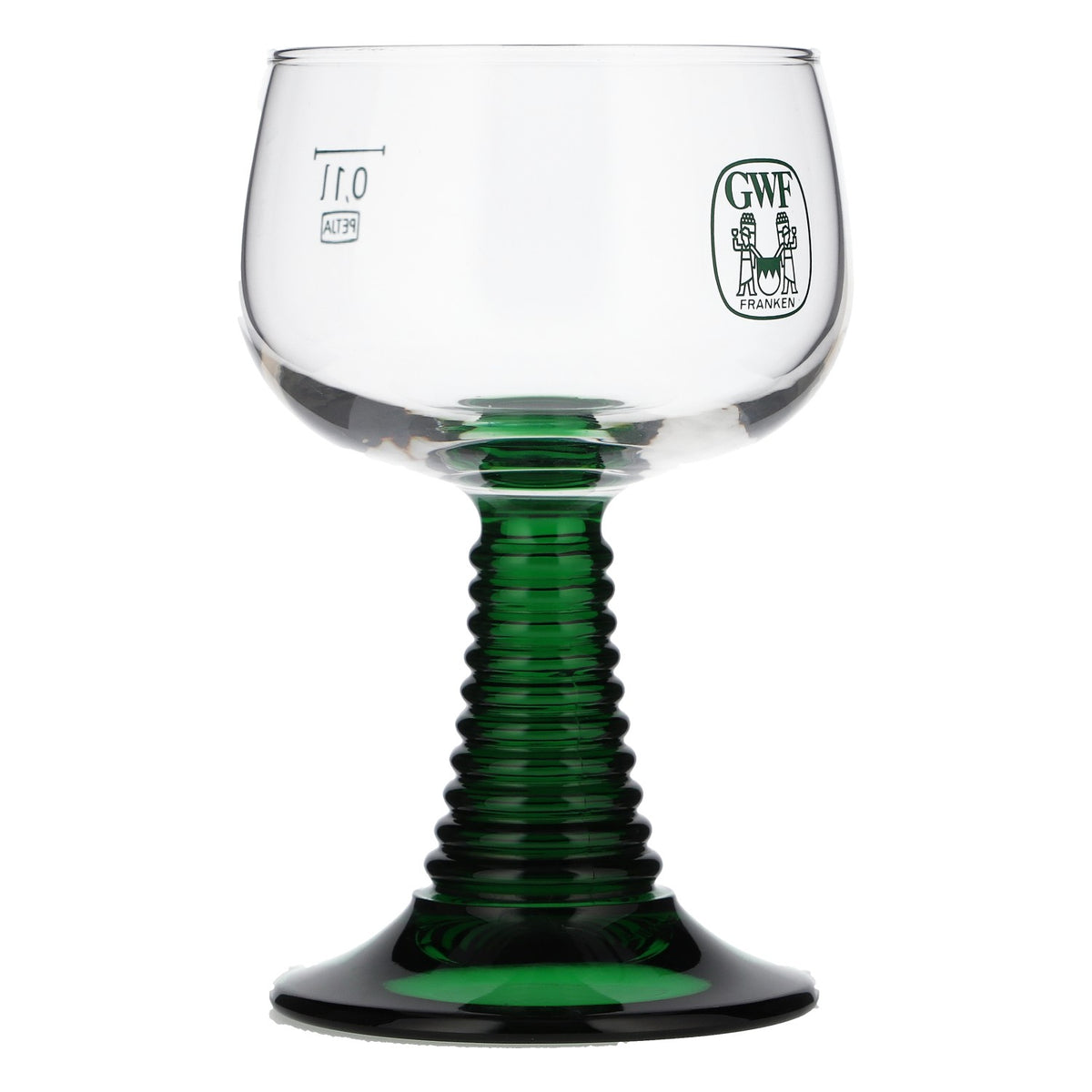 6x Franken Wein Glas Römer 0,1l Winzergenossenschaft Franken grüner Stiel – Ansicht 3