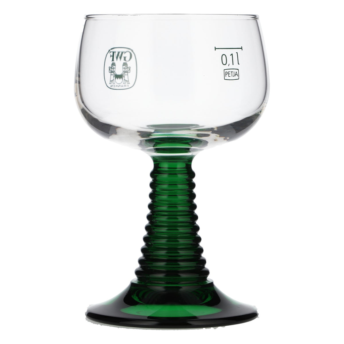 6x Franken Wein Glas Römer 0,1l Winzergenossenschaft Franken grüner Stiel – Ansicht 4