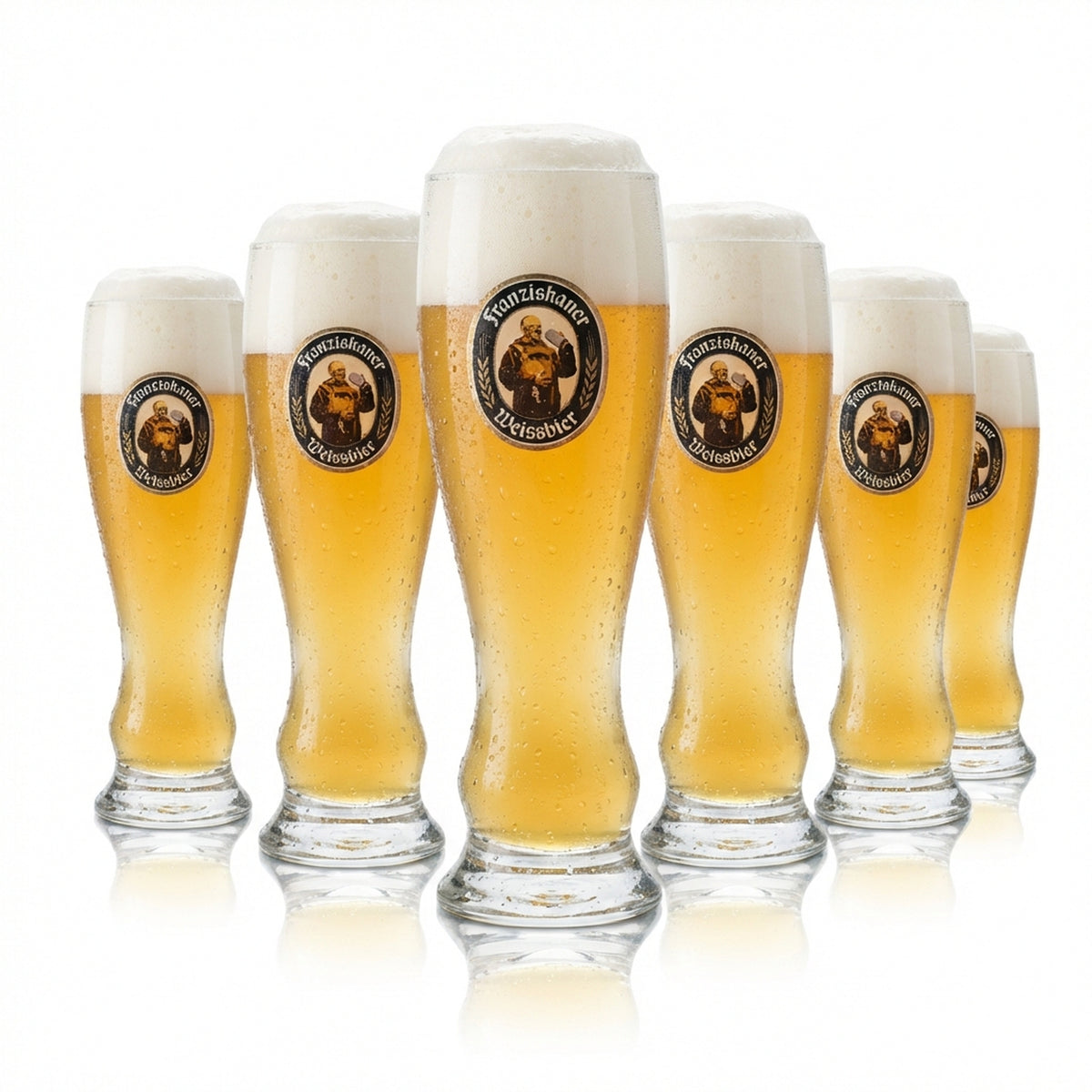 6x Franziskaner Bier Glas 0,1l Miniatur Weißbier Gläser Weizen Hefe Empfang