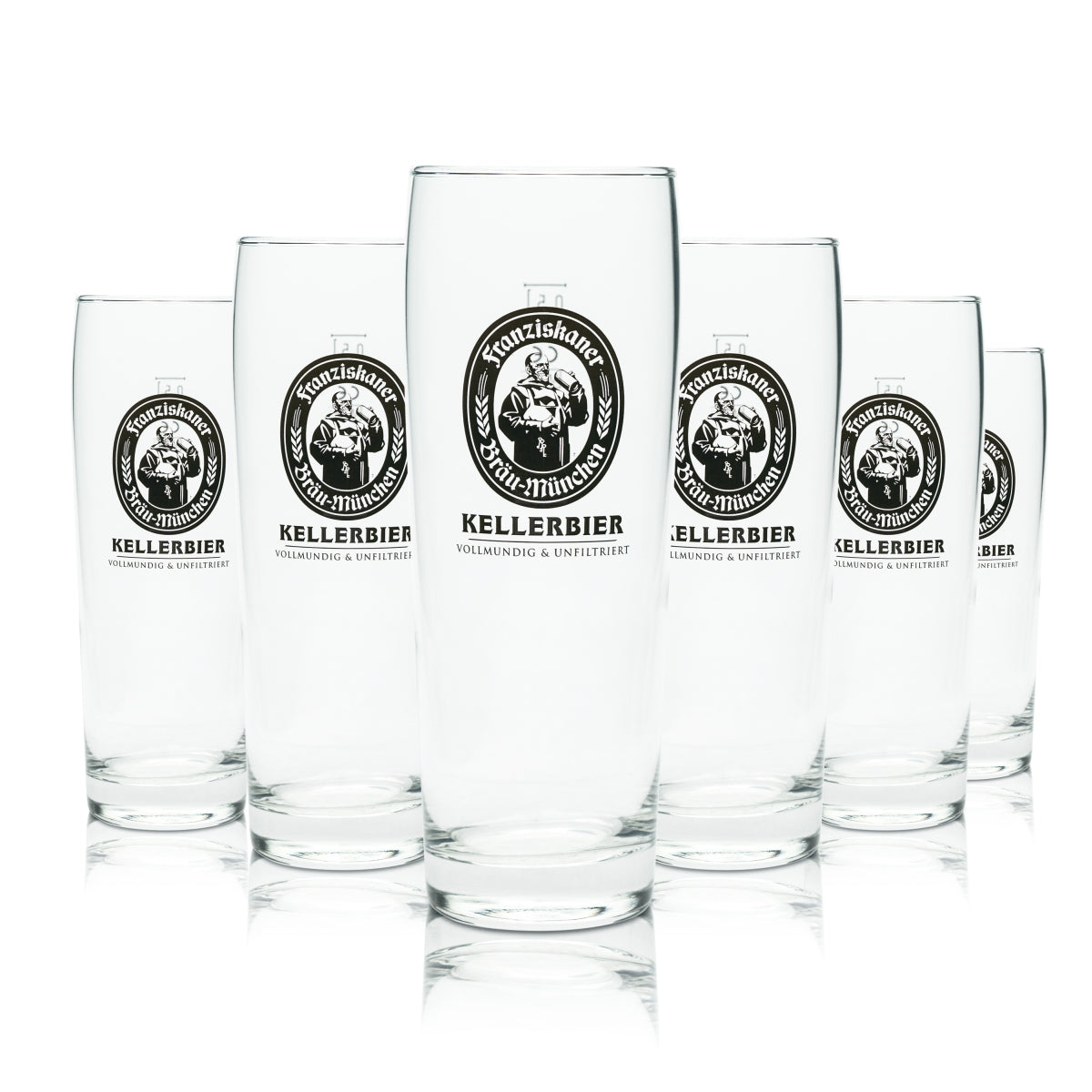 6x Franziskaner Bier Glas 0,5l Kellerbier Willi Becher Gläser Brauerei Beer Hefe